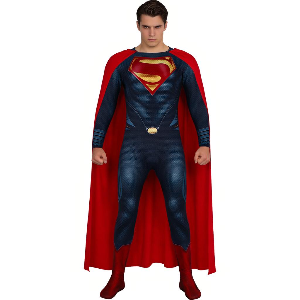 DC Superman & Batman Cosplay Jumpsuit, Superhero Tight Suit Halloween Steel Body Performance Costume