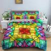 Top Abstract Geometric Duvet Cover Microfiber Queen Bedding Set Boys Kids Room Rainbow Plaid Print Quilt Cover With Pillowcase