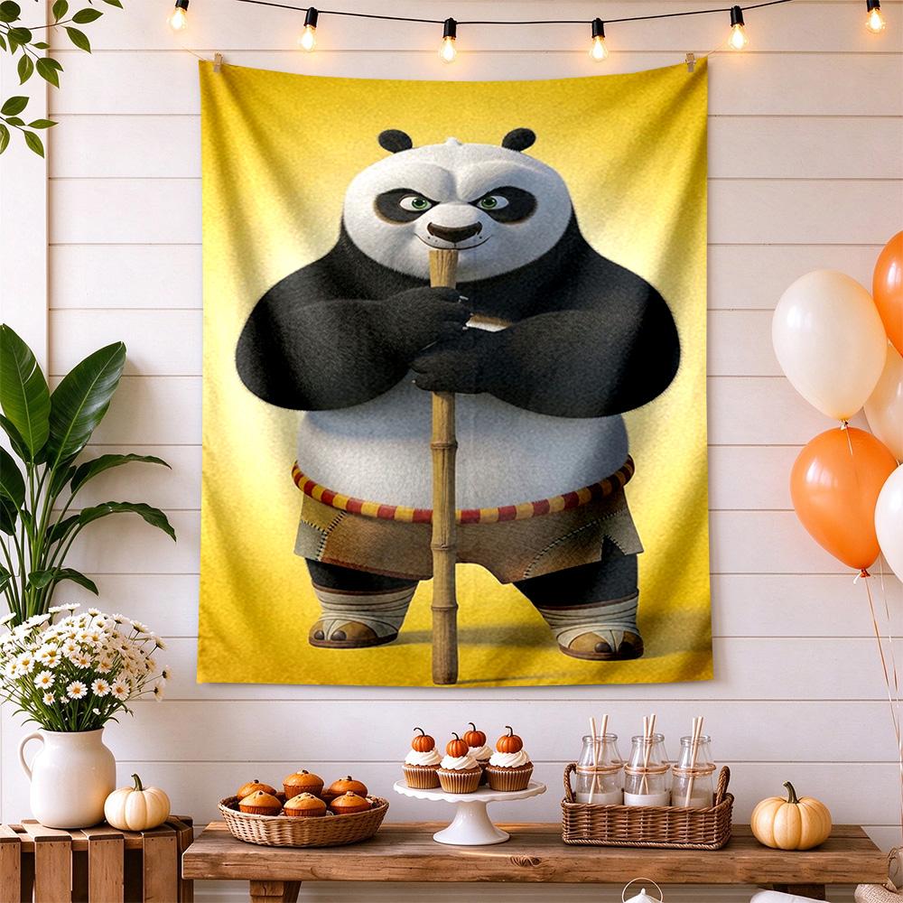 Kung Fu Panda Retro Tapestry Retro Boho Made For Balcony Living Room Studio Wall Indoor Vintage Wall Art Gift For Thanksgiving Christmas