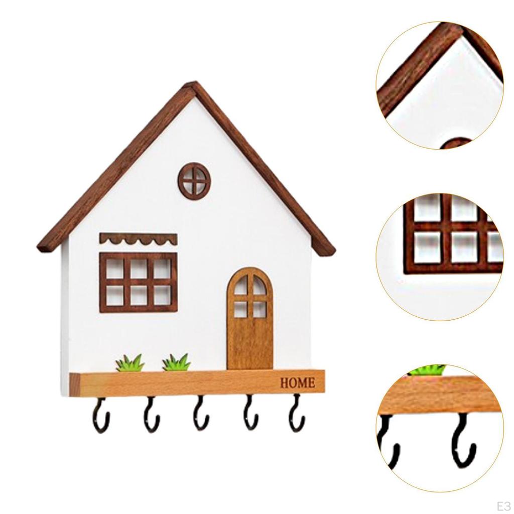Деревянный держатель для ключей, вешалка для одежды, 5 крючков, крыльцо, прочная настенная, для офиса, дома, прихожей, коридора, в помещении
