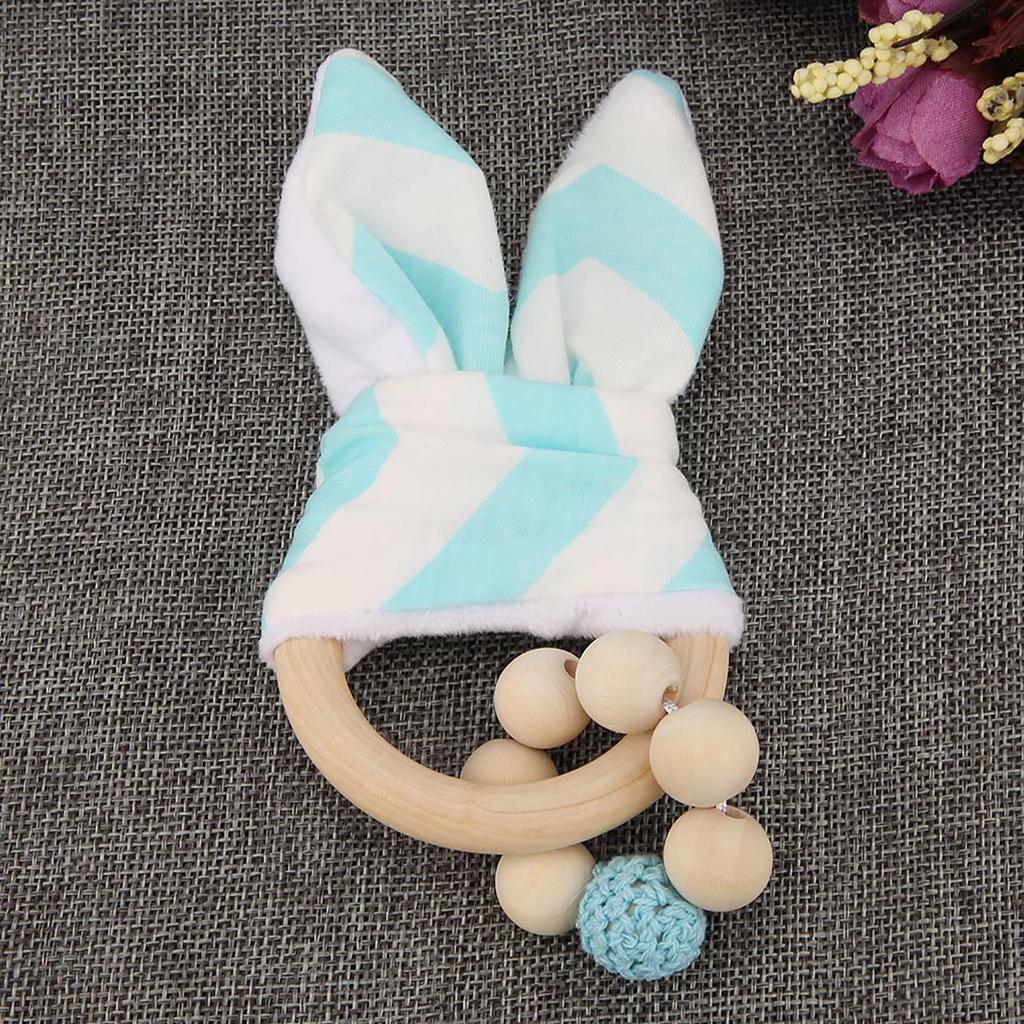 Wooden Handmade Colorful Beads with Rabbit Ear \'s Shape Hanging Decor for Baby