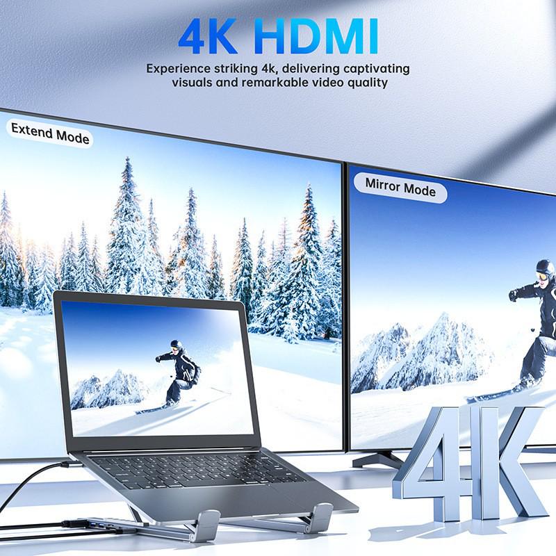 Универсальная 4K многофункциональная USB-C док-станция и подставка для ноутбуков, планшетов и телефонов
