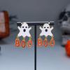 Halloween White Ghost Dangle Earrings For Women Orange BOO Letter Spooky Ghost Pendant Drop Earring Holiday Party Jewelry Gift