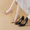 Black High Heels Women's Stilettos Spring and Autumn New Red-soled Patent Leather Pointed Head Light Mouth Sexy Nude Single Shoes