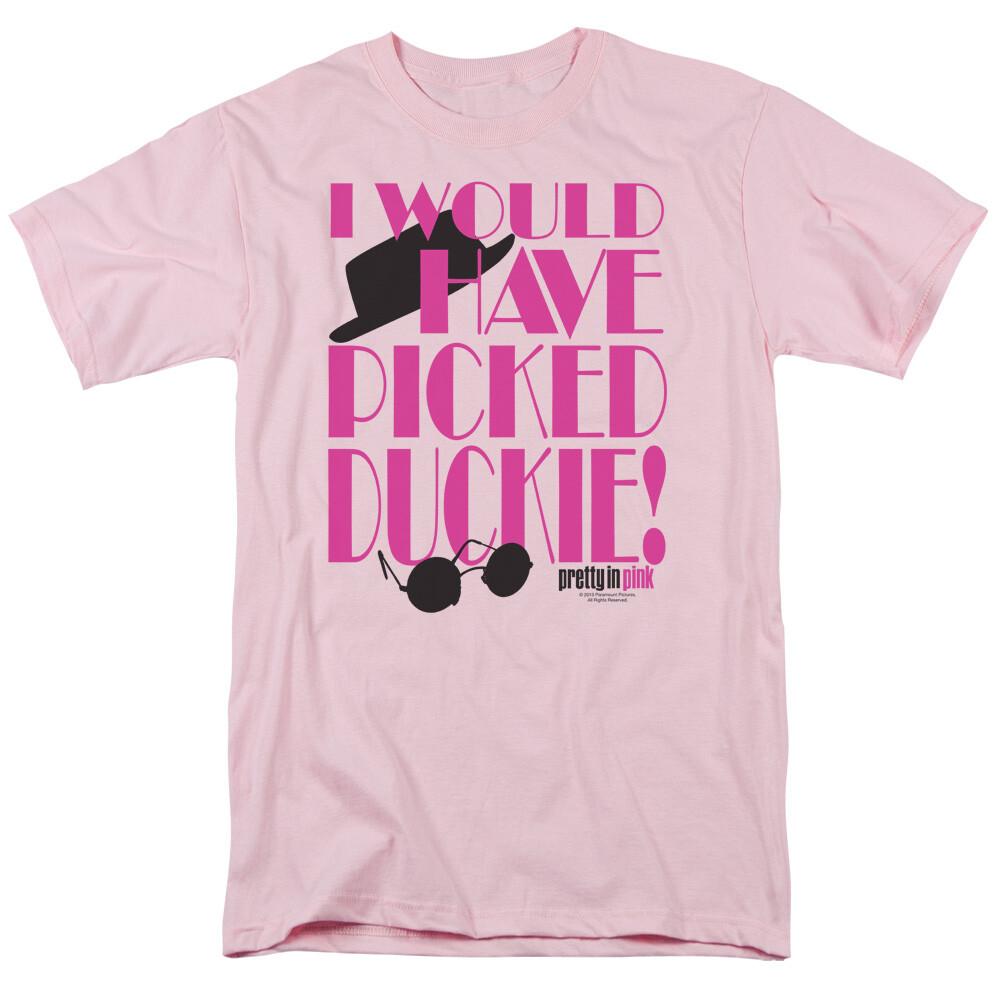 26 Pretty in Pink Picked Duckie T Shirt Mens Licensed 80s Movie Tee Dale Light Pink Unisex T-Shirt