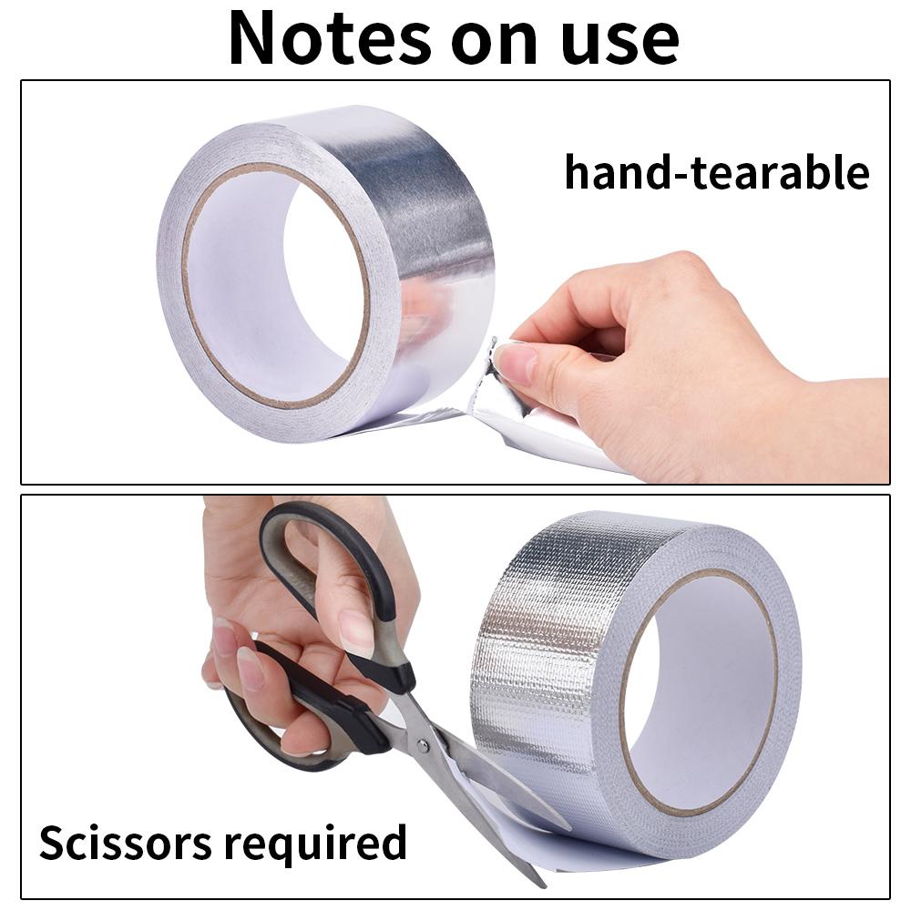 0.06/0.15mm Aluminum Foil Tape Fiberglass Kitchen Duct Countertop Wall AntiOil Pipe Repair Metal Shielding Signal