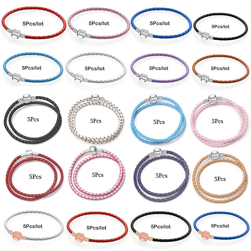 5pcs /Lot Sale Popular Charm Bracelets Diy Elegant Leather Chain Charms Bracelets Bangles For Women Jewelry Gift