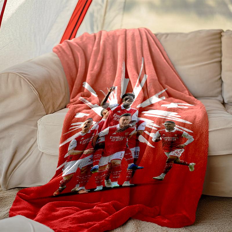 [1pc Football Club Blanket] All-Season Blanket - Cozy Blanket for Sofa Couch Home Decoration, Digital Printed Nap Blanket