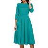 Women's Casual And Fashionable 3/4 Sleeve Pocket With Back Zipper Dress