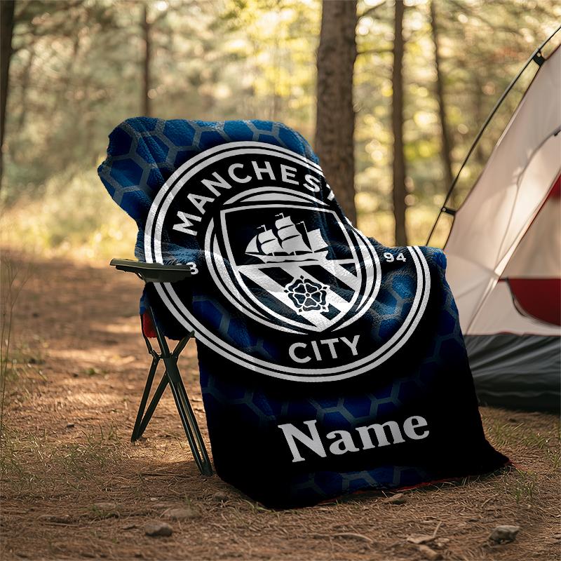 Personalized Custom Name Blanket - Manchester City F.C Print Design,Blanket for Sofa,Bed,Travel,Camping - Soft and Warm, Great Gift