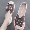Canvas Shoes Women's Ethnic Style Striped New Old Beijing Cloth Shoes Breathable Women's Single Shoes One Pedal Lazy Shoes