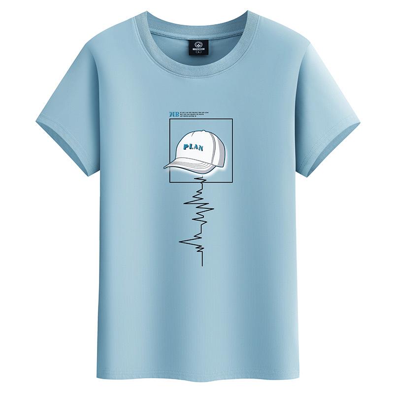 2024 Мужская молодежная футболка свободного кроя из хлопка с коротким рукавом