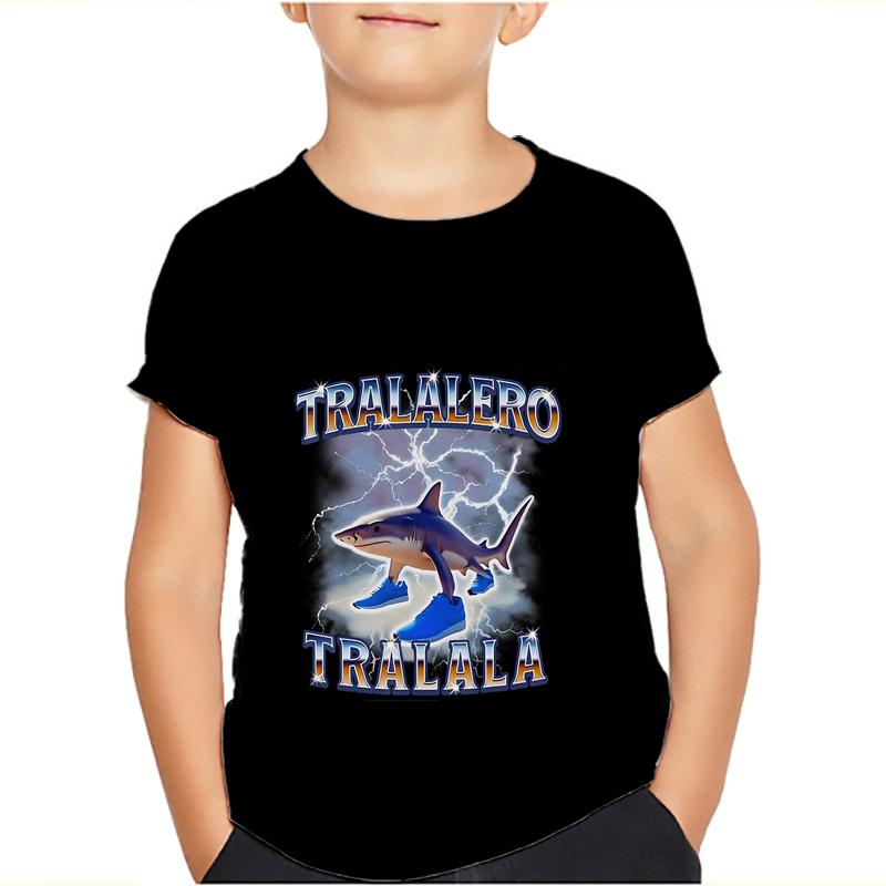 Тунг Тунг Тунг Сахур Мем Футболки Bombardiro Crocodilo Детские Мальчики Девочки Футболка Тралалеро Тралала Футболки с коротким рукавом Топы