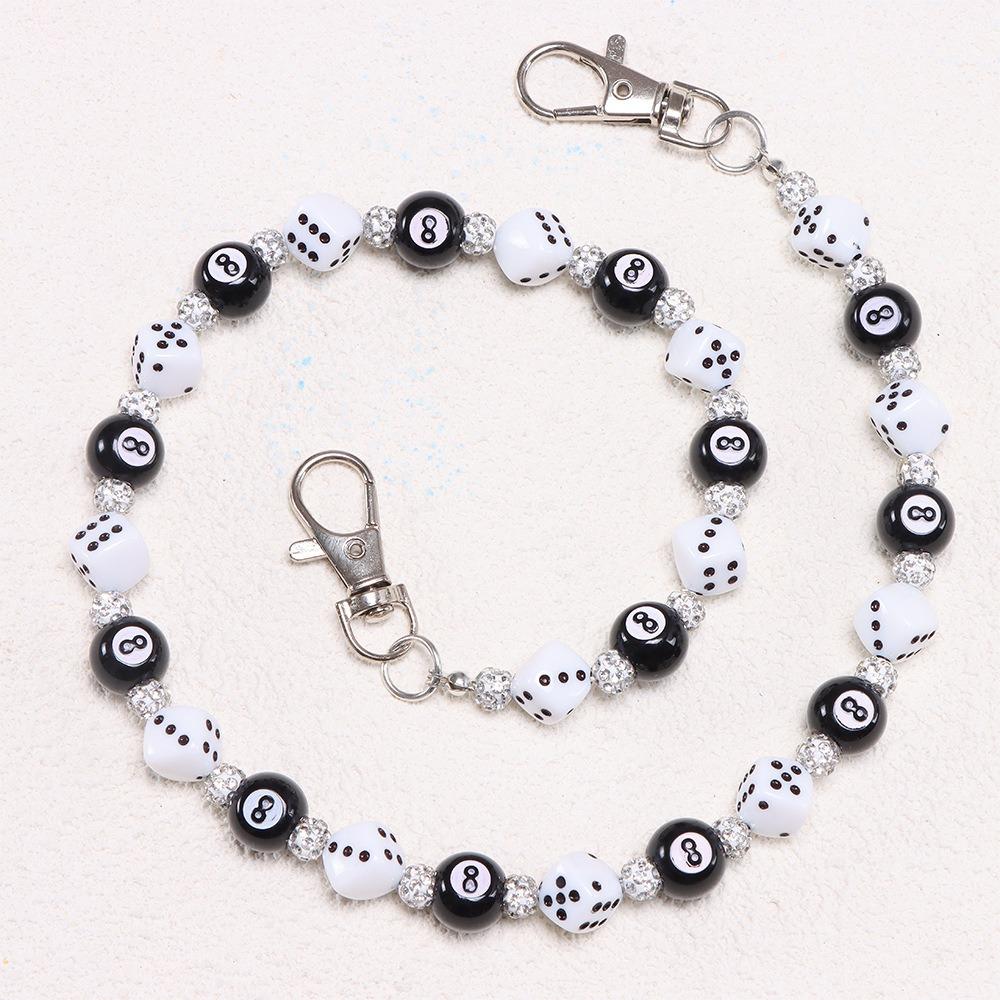 Billiard Ball Metal Pants Chain Zinc Zinc Zinc Alloy Punk Belt Chain Fashion Colorful Dice Waist Chain Male