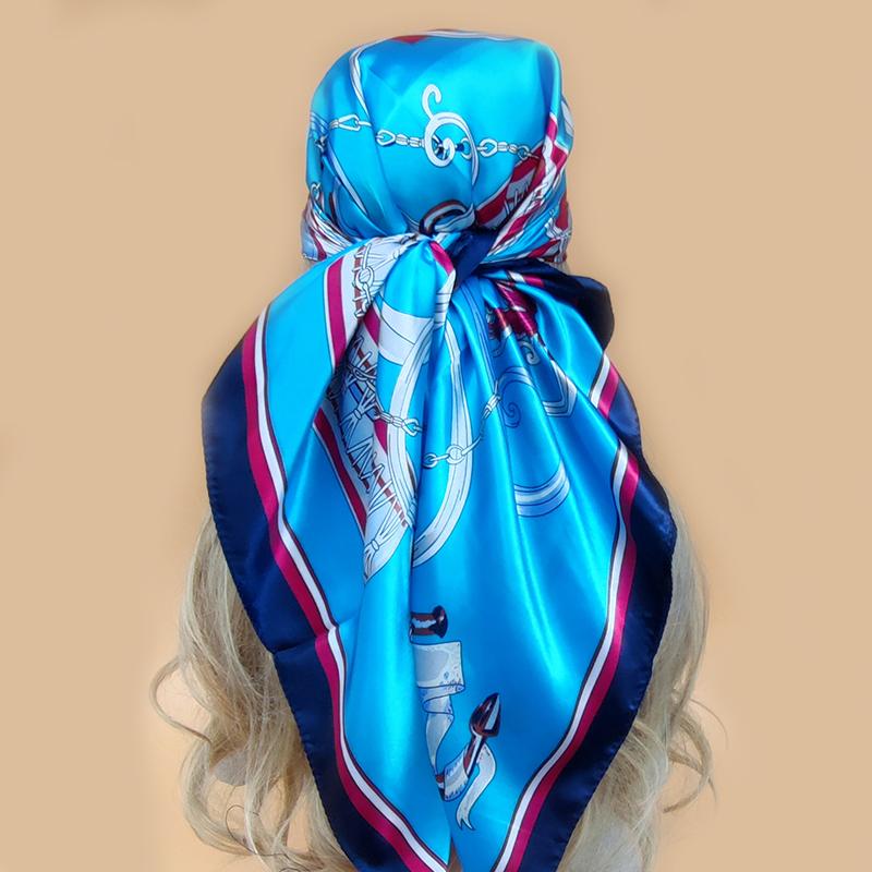 The Four Seasons Popular Shawls Fashion Design Sunscreen Scarves Luxury 90X90CM Square Silk Hijab New Women Beach Headscarf