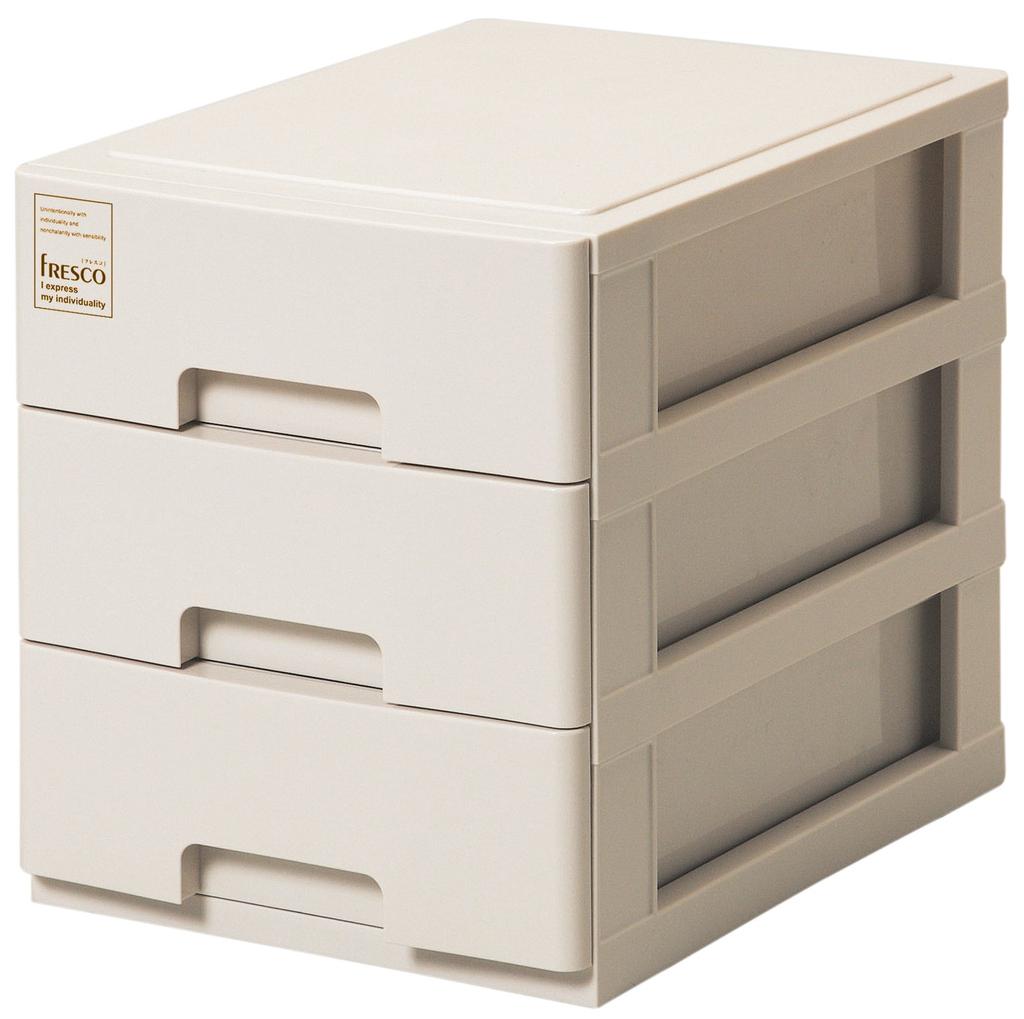Sanko Plastic 3 Tier Storage for Small Items Fresco Width X Depth 35 X Height Beige 25.3 29.3cm