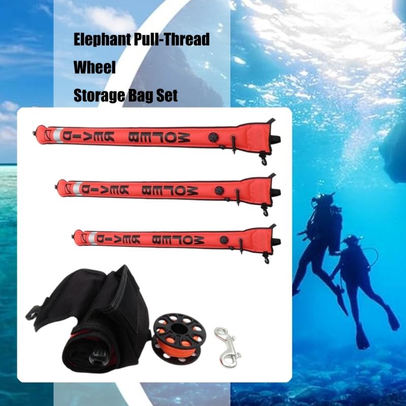 Surfaces Marker Buoys and Dives Reel Set Open Bottom Safety Inflatable Dives Float with Reel Storage Bag Easy to Use