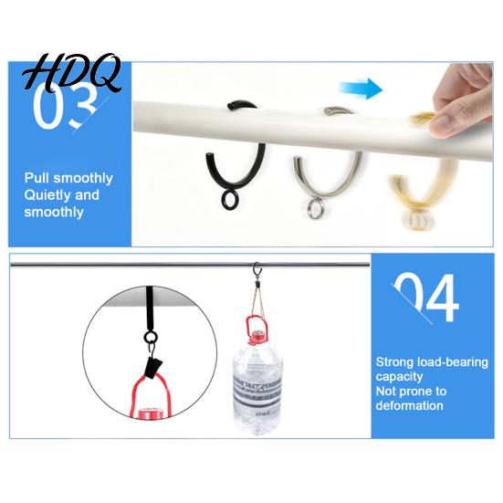 Anti Rust Metal Curtain Hardware 10Pcs C Shaped Rings Heavy Duty Bypass Rings for 1.25 Inch Rods Passing Drapery with Eyelets French Return