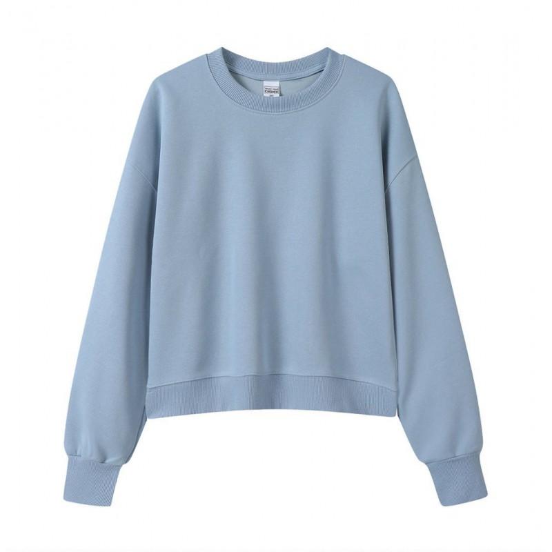 Korean Style Womens Short Hooded Zip-Up Cotton Blend Sweatshirt Loose Fit Winter Casual Top
