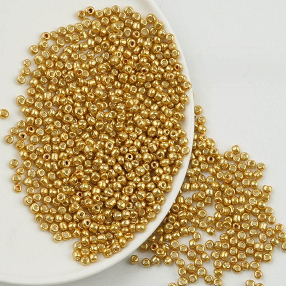 Маленькие круглые золотые стеклянные бусины 2 мм, золотые бусины, свободные бусины-разделители, браслеты