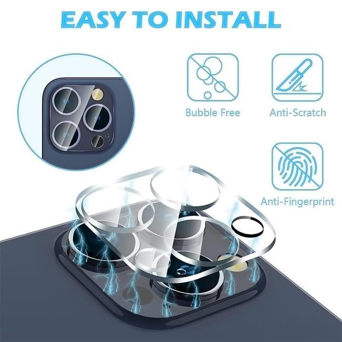 Verres Trempés - BOOLING - pour iPhone 15 Pro - Lot de 2 - Protection Anti-Rayures 9H - Vitres Caméra Arrière