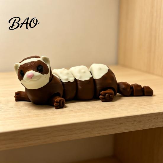 Healing Animal Figurine 3D Printed Articulated Ferret Toy, Flexible Jointed Fidget Figurine, Cute Interactive Toy PLA Desktop Ornament & Car