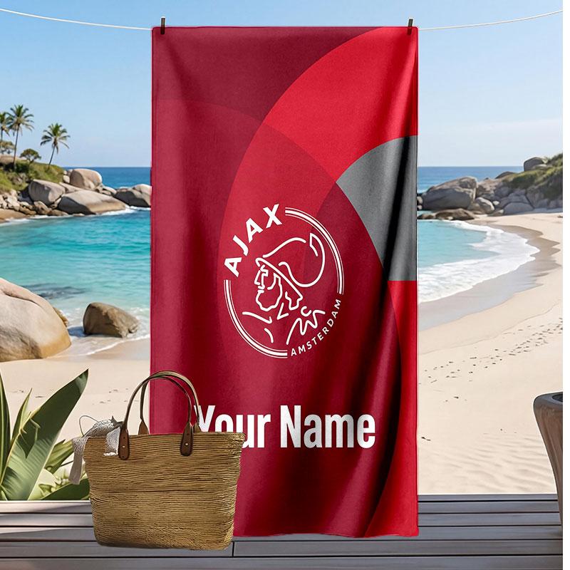 Ajax Amsterdam Personalized Printed Beach Towel Soccer Logo Support Custom Name Text Absorbent Towel For Sport Travel Special Gift