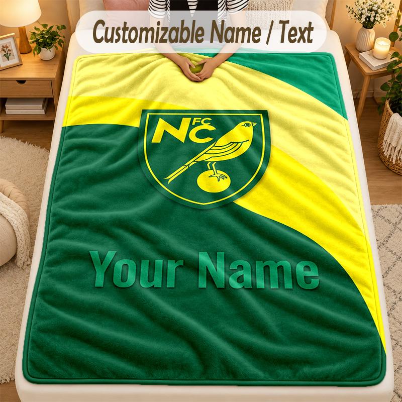 Flannel BlanketNorwich City Custom Name Text Personalized Soft Warm Throw Blanket Home Decor Gift