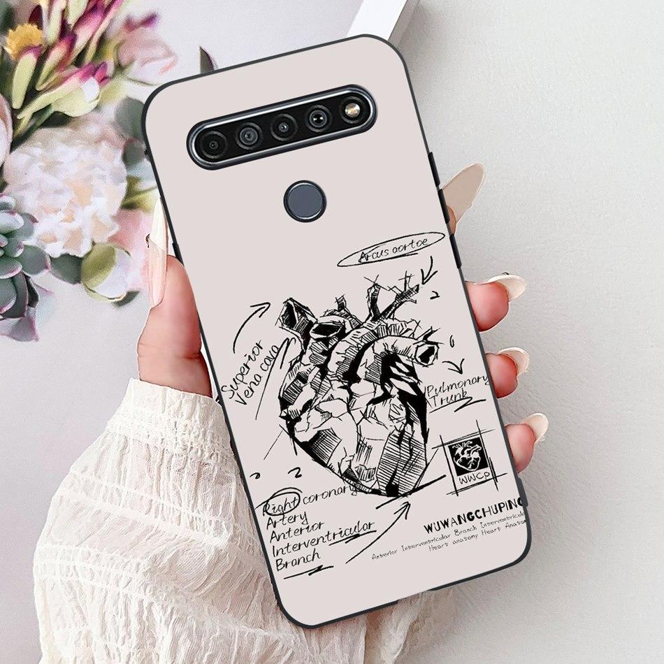 Для LG K41S K51S 2020 Элегантный Чехол для Телефона с Цветочным Котом, Для LG K41S K51S LM-K410 LM-K510 Черный Силиконовый Мягкий Чехол
