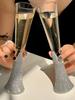 Набор бокалов для шампанского Diamond для женщин из хрустального стекла с бриллиантовой огранкой на высокой ножке, бокалы для вина, чашки для напитков, подарок, бокалы для вина, красивые чашки 150 мл