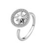 Trendy Micro Paved Zircon Rotatable Geometric Open Ring Fashionable Adjustable Finger Jewelry Accessory For Women