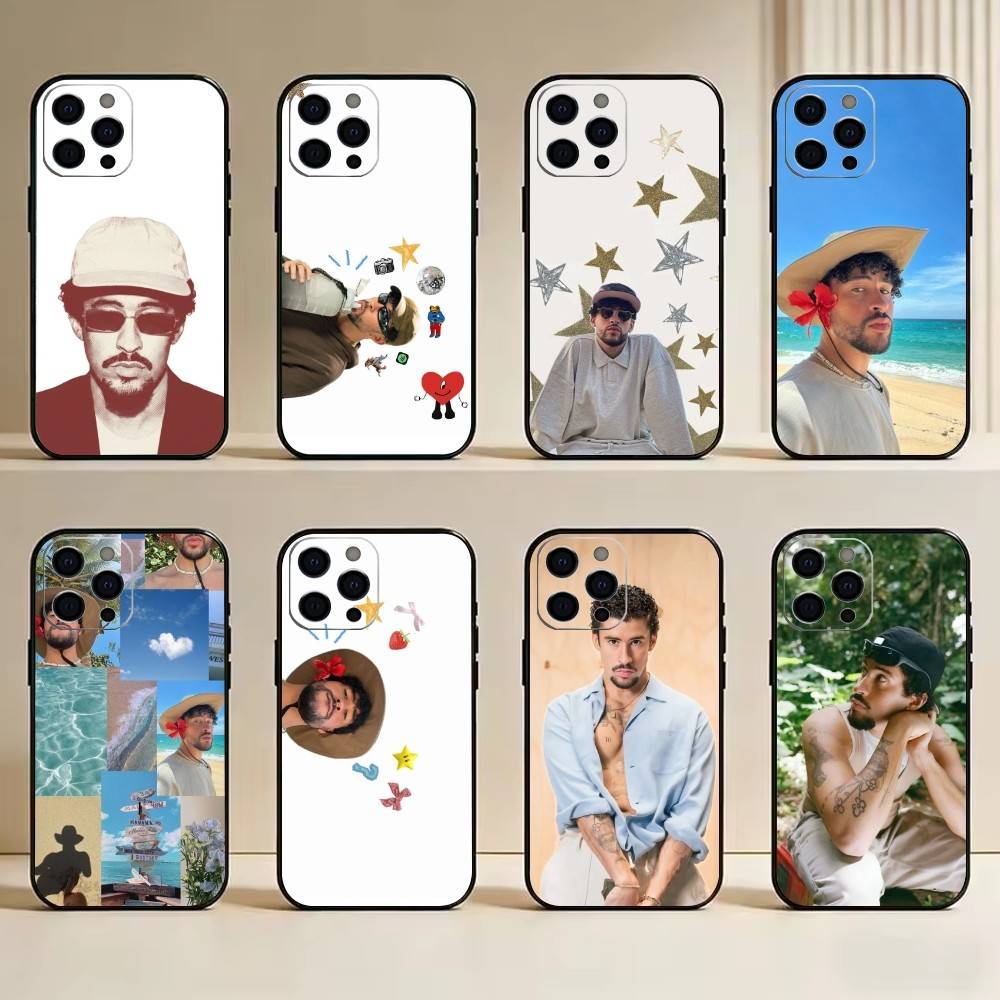 Bad Bunny Чехол для телефона для iPhone 17,16,15,14,13,12,11 Plus,Pro Max,XS,Мягкий силиконовый черный чехол