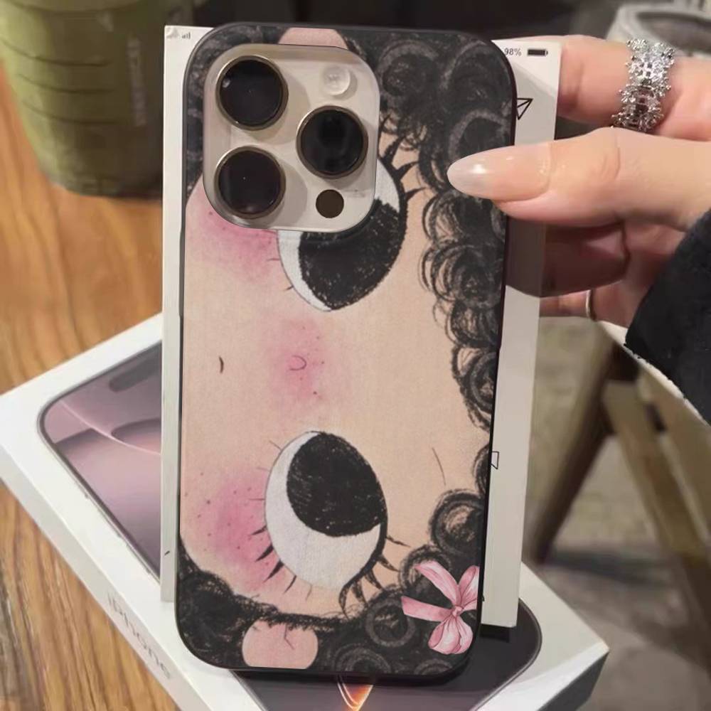 Чехол для телефона с большими глазами, девушка из комиксов, для IPhone 17 16 15 14 13 12 11 Pro Max Plus, гофрированный бампер, задняя крышка