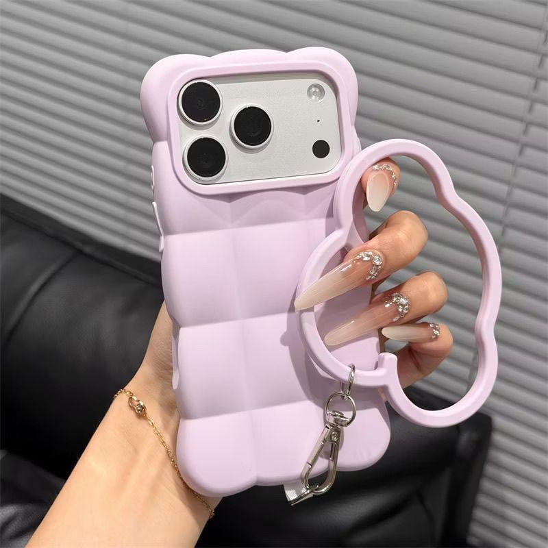 3D Cloud Puff Silicone Phone Case For IPhone14 15 16 17 Pro Max, Solid Color Cute Full Wrap Shockproof Protective Cover