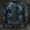 Mens Dark Gothic Grim Reaper Skull Print Long Sleeve T-Shirt Halloween Casual Streetwear Quick Dry Breathable Fashion Sports Top