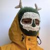 New Handmade Crocheted Ice Strip Rabbit Ear Flower Ski Mask Adult Hat
