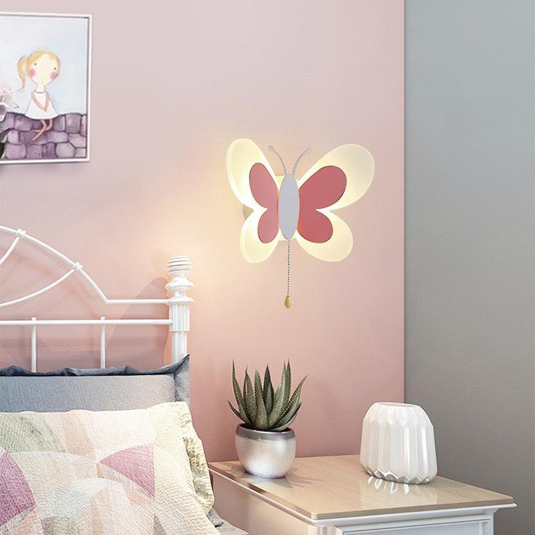 Nordic Creative Butterfly LED Wall Light for Children's Room - Modern Bedroom Bedside or Background Lighting