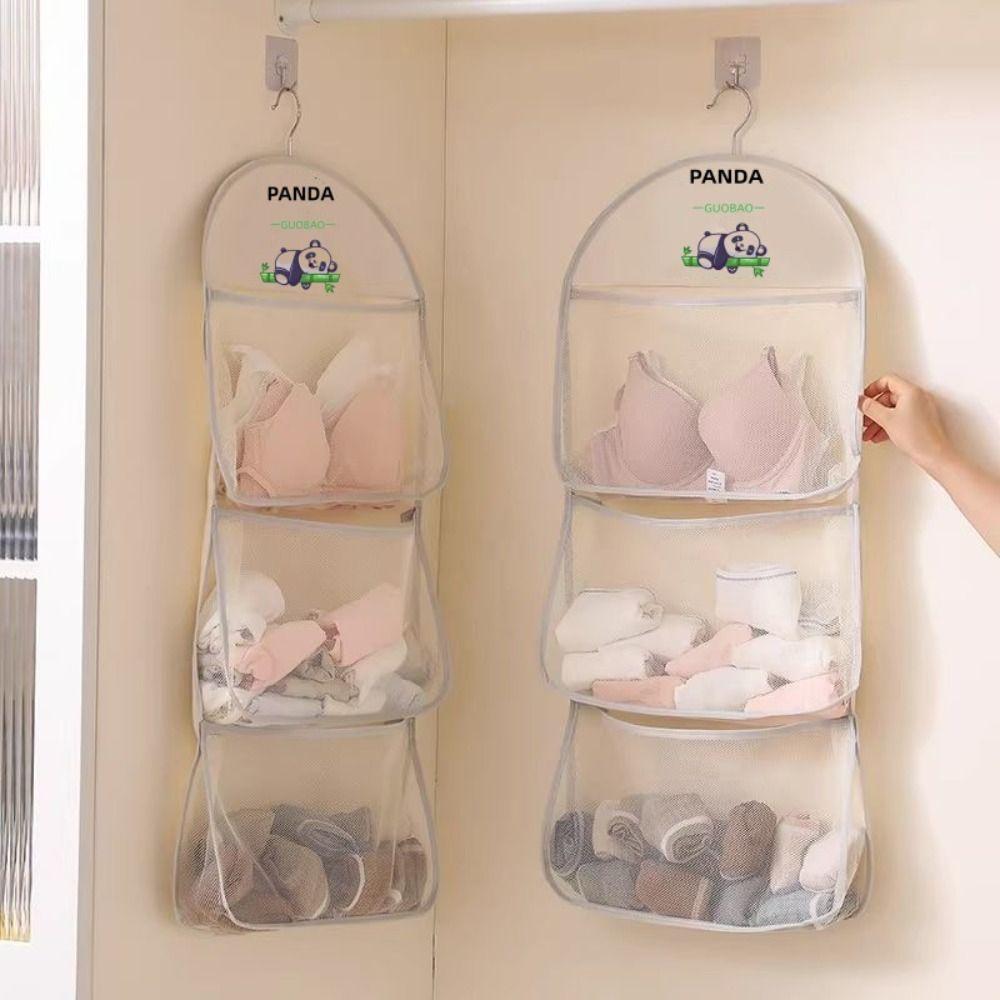Wardrobe Hanging Socks Storage Bags Save Space Panda Mesh Organizing Bag Storage Mesh Bag
