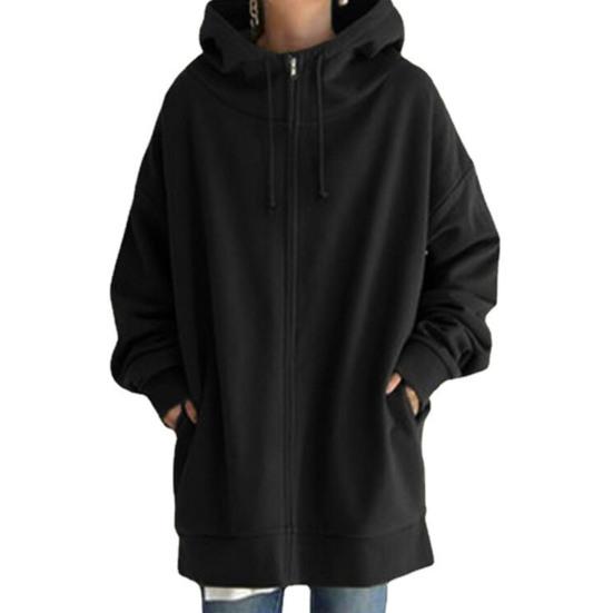 Женская длинная куртка с капюшоном на молнии и однотонная туника на шнурке, толстовка с открытым передом, кардиган, пуловер с капюшоном, пальто