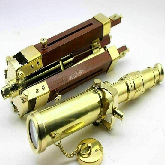 Морской латунный полированный стол морской телескоп с деревянной подставкой-треногом в подарок