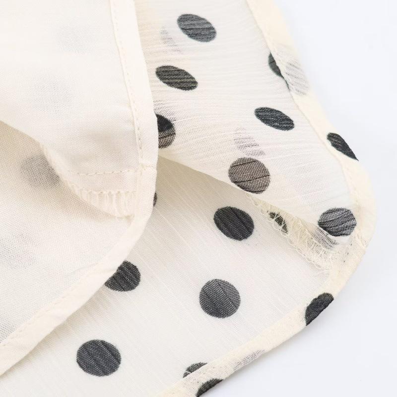 Женская мода: Повседневная свободная рубашка с длинным рукавом в горошек в европейском и американском стиле