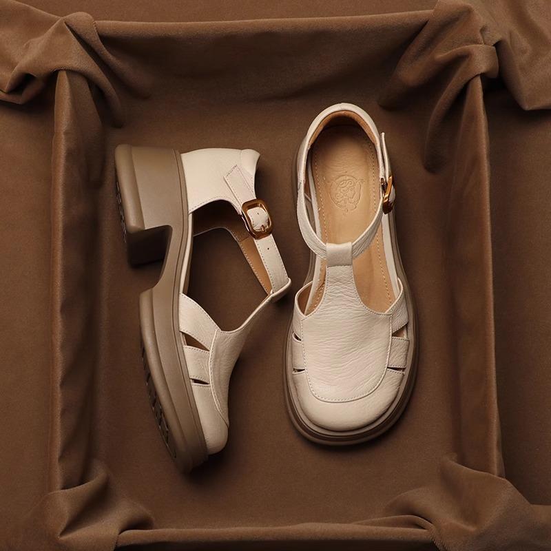 Летние ретро-сандалии с римским носком и полым носком для женщин