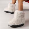 Fashion Faux Fur Warm Snow Boots Women 2024 Winter Non-Slip Thicken Plsuh Ankle Boots Woman White Round Toe Non-Slip Cotton-Padded Shoes
