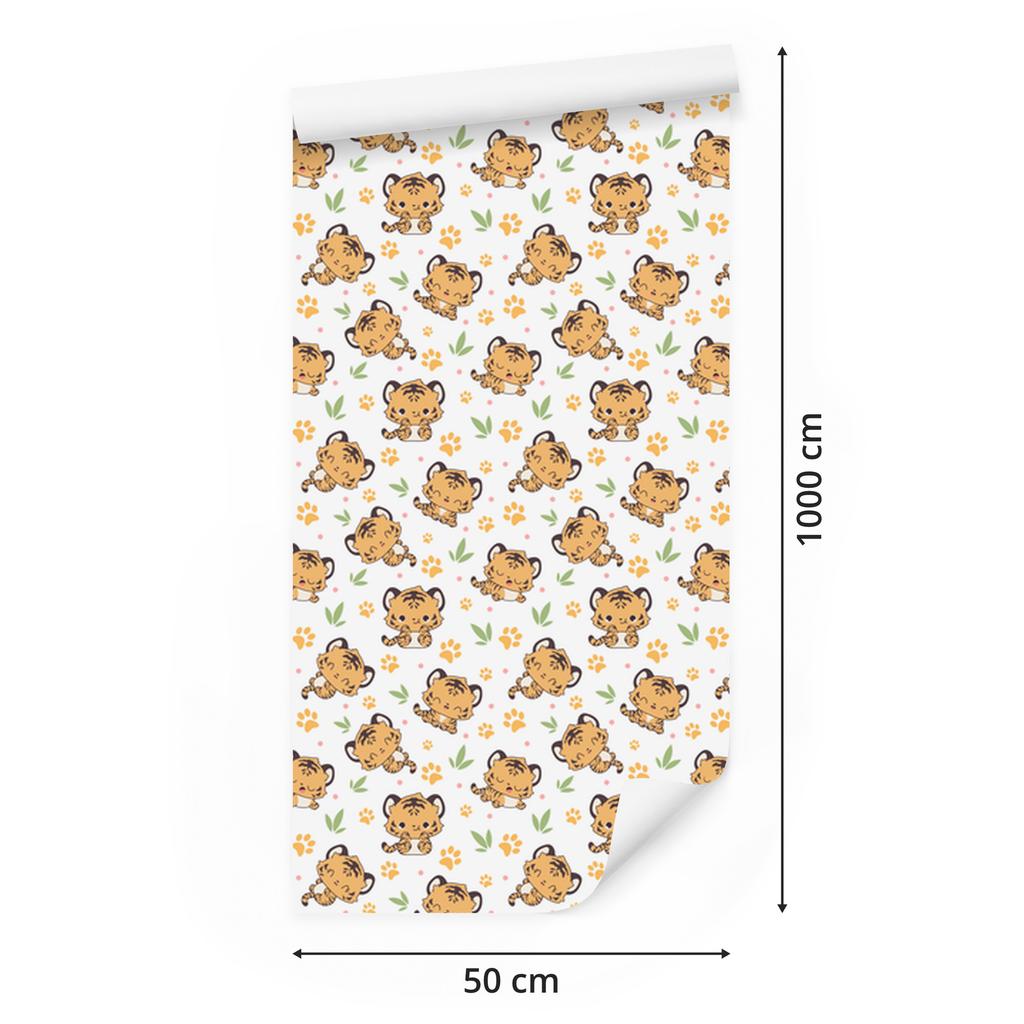 Tigers Wallpaper White, Cream and Beige for Living Room and Bedroom 50x1000