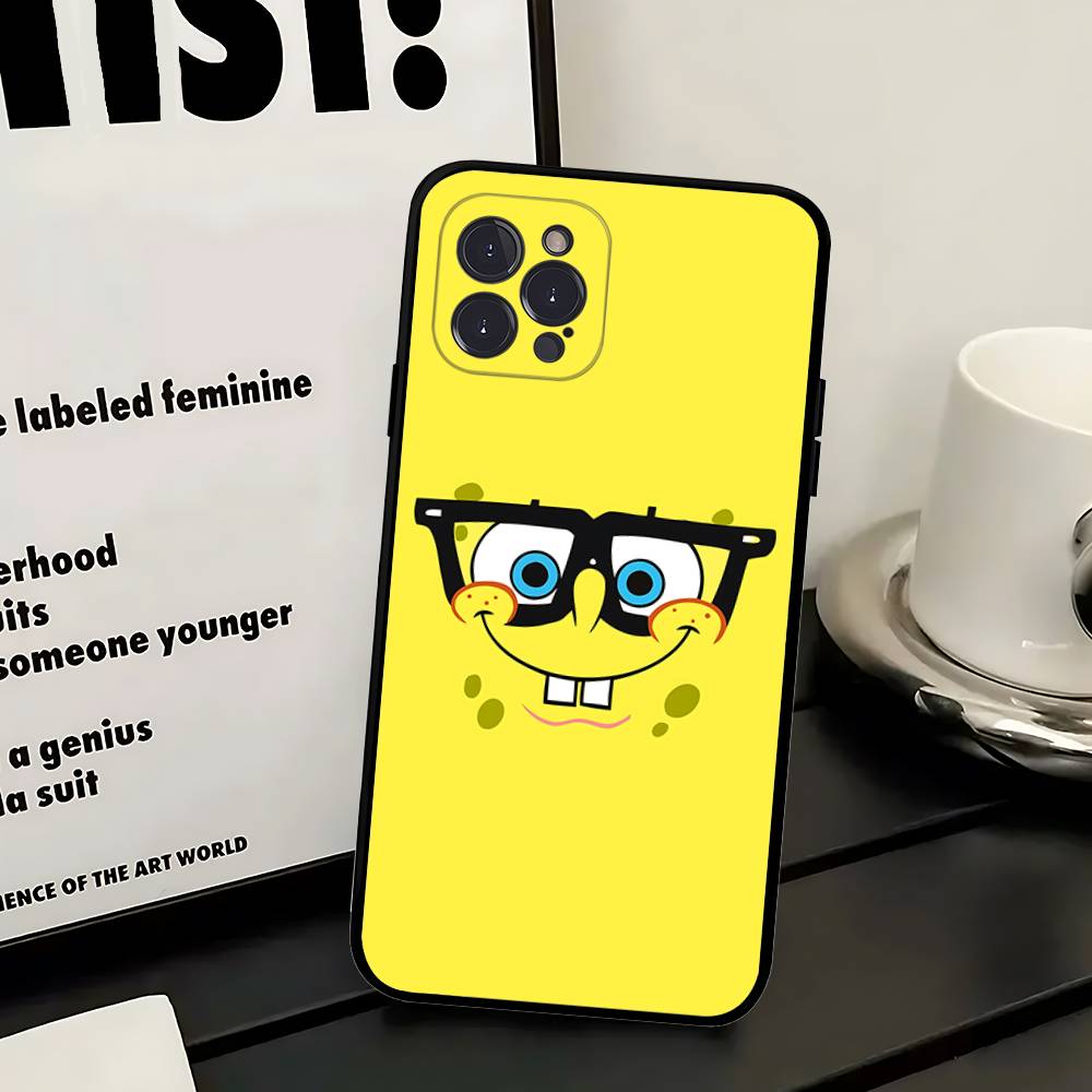 Мультяшный S-Губка Боб S-Квадратные Штаны Чехол для Телефона Для IPhone 16 15 14 13 12 11 17 Pro Max Простота Задняя сторона ТПУ Мягкий Чехол