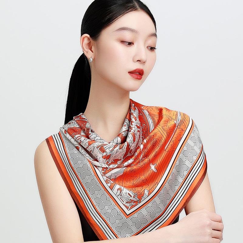 New high-end shawl with 100% mulberry silk digital printing square scarf, women's versatile silk scarf and scarf