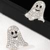 [Rhinestone | Ghost Earrings] 1 Pair Rhinestone Ghost Earrings | Y2K Style, Sparkling Full Drill Halloween & Graduation Party Jewelry, Stainless Steel