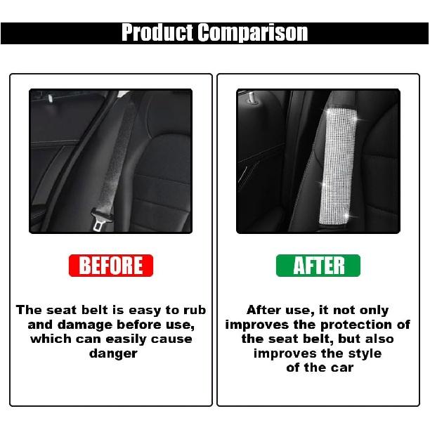 2PCS Bling автомобильные накладки на ремни безопасности, чехлы на ремни безопасности со стразами для женщин, накладка на ремень безопасности автомобиля с хрустальным бриллиантом, салон автомобиля