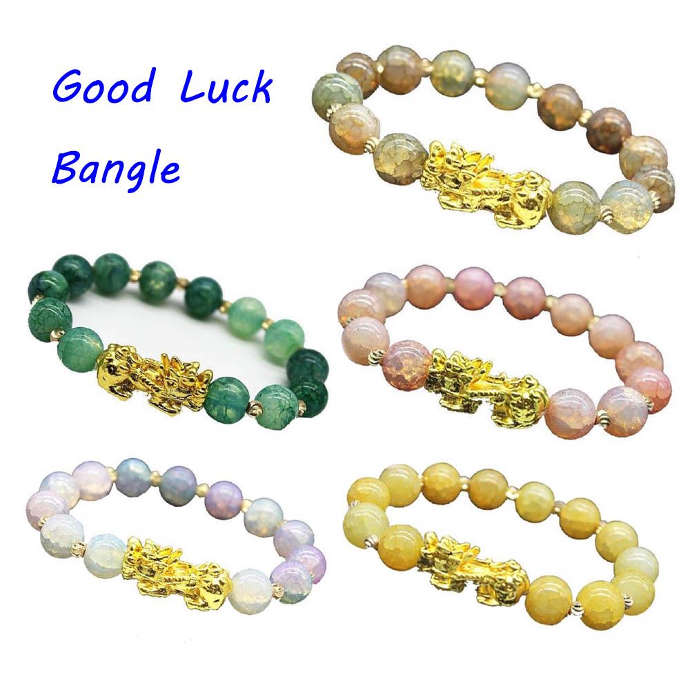 Feng Shui Pixiu Women Attract Wealth Bracelets Obsidian Stone Beads Good Luck Bangle Wristband