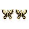 Estele Non-Precious Metal 24Kt Gold Tone Plated Black Enamel Butterfly Earrings for Women (Gold) (ER554/704)